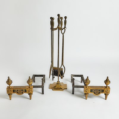 Lot 312 - Group of Brass Fireplace Equipment