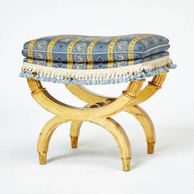 Lot 309 - Empire Style Upholstered Giltwood Tabouret