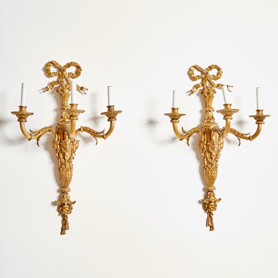 Lot 316 - Pair of Napoleon III Style Three-Branch Wall-Lights