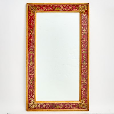 Lot 317 - Neoclassical Style Verre Eglomisé Carved Giltwood Mirror