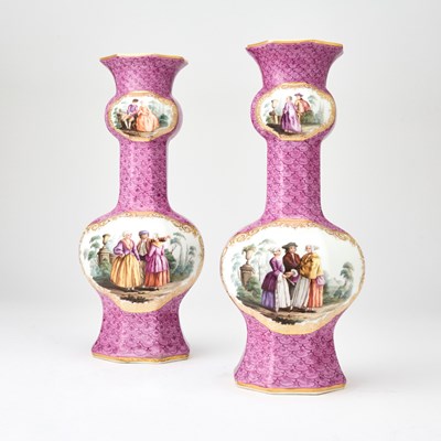 Lot 324 - Pair of French Porcelain Double-Gourd Octagonal Vases