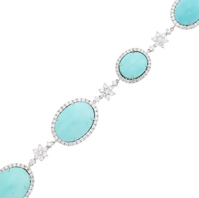 Lot 151 - Turquoise and Diamond Bracelet