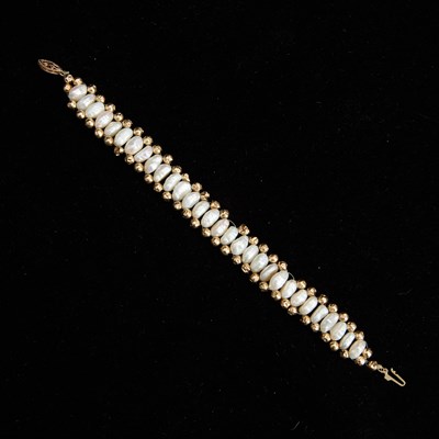 Lot 205 - 14KT Gold Beads and Cultured Pearls Bracelet