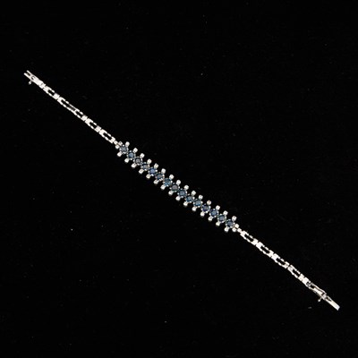 Lot 209 - 18KT White Gold, Blue Spinel, and Diamond Bracelet