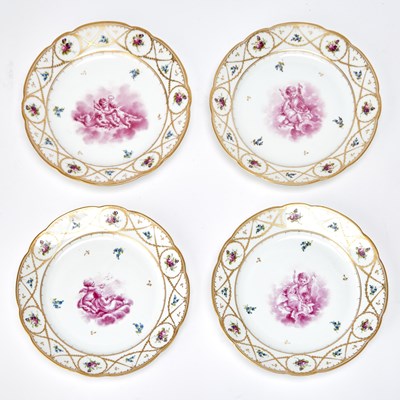 Lot 808 - Set of Four Nyon Porcelain Dinner Plates