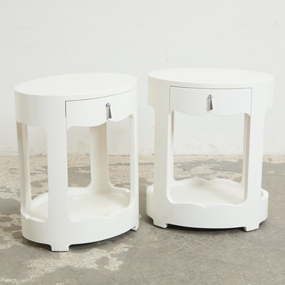 Lot 168 - Pair of White Lacquered Bedside Tables