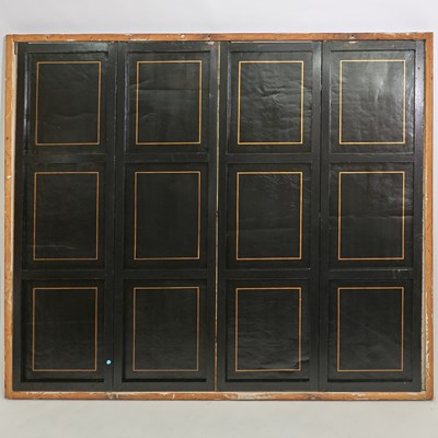 Lot 687 - Continental Chinoiserie Framed Four Panel Painted Leather Screen