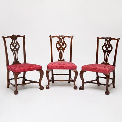 Lot 96 - Assembled Set of Three Chippendale Mahogany Side Chairs