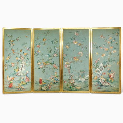 Lot 517 - Set of Four Framed French Chinoiserie Wallpaper Panels