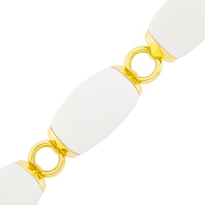 Lot 3 - Seaman Schepps Gold and White Ceramic Link Bracelet