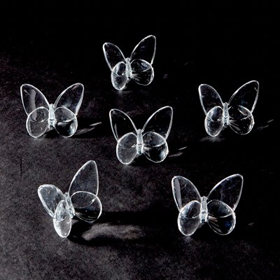 Lot 846 - Set of Six Baccarat Glass Butterflies