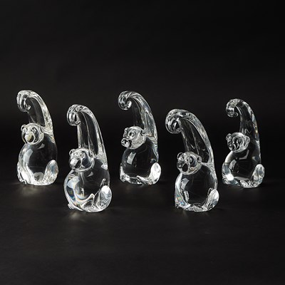 Lot 848 - Set of Five Steuben Glass Monkeys
