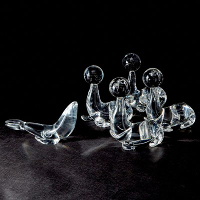 Lot 850 - Group of Set of Five Steuben Glass Seals