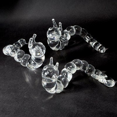 Lot 851 - Set of Three Steuben Glass Caterpillars
