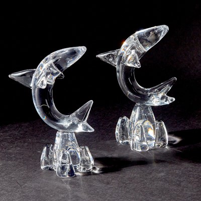 Lot 186 - Pair of Steuben Glass Dolphins