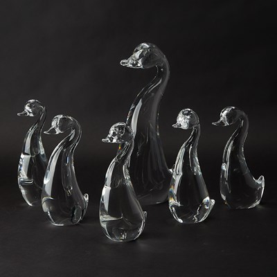 Lot 852 - Group of Six Steuben Glass Ducks