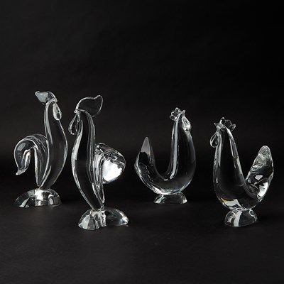 Lot 188 - Set of Four Steuben Glass Roosters