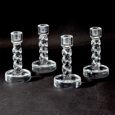 Lot 856 - Set of Four Steuben Twist-Glass Candlesticks
