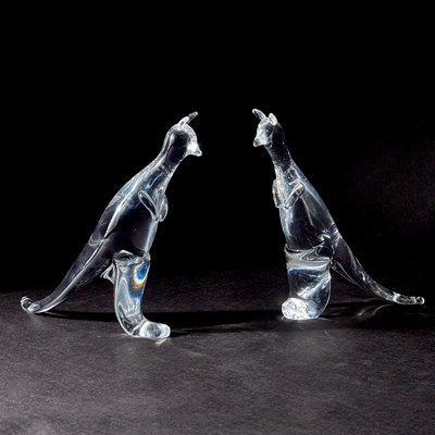 Lot 858 - Pair of Steuben Glass Kangaroos