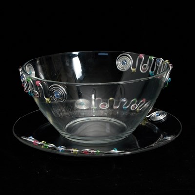 Lot 133 - Arcoroc French Metal Mounted Salad Bowl and Platter