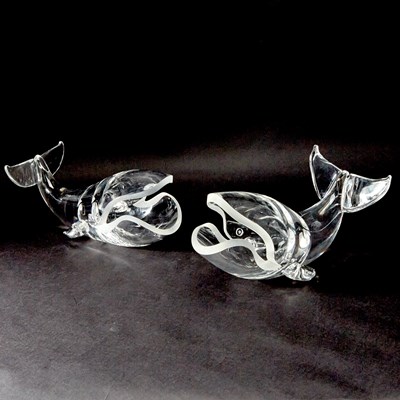 Lot 865 - Two Steuben Glass Whales