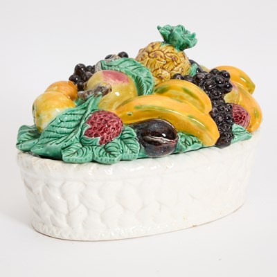 Lot 139 - Glazed Ceramic Fruit Basket Form Tureen