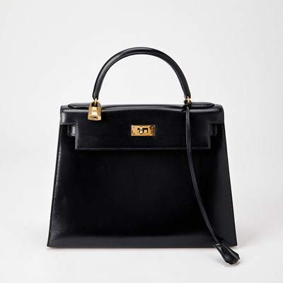 Lot 1227 - Vintage Hermès Navy Blue Box Leather Kelly 28 Bag