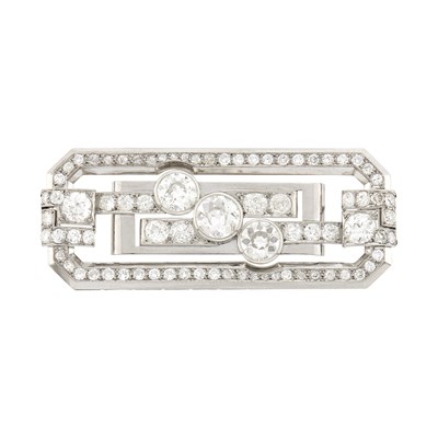 Lot 124 - Modernist Platinum and Diamond Brooch, France