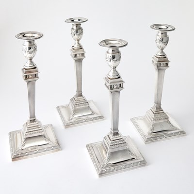 Lot 78 - Set of Four Tiffany & Co. Sterling Silver Candlesticks