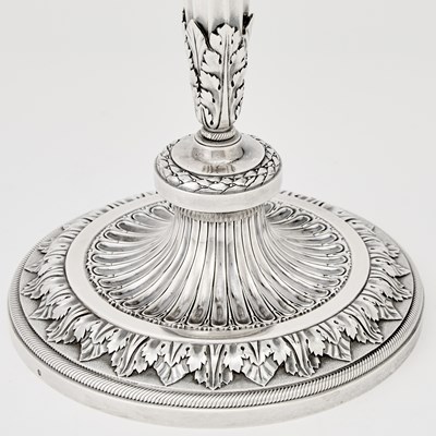 Lot 147 - Pair of French Louis XVI Style Silver Four Light Candelabra