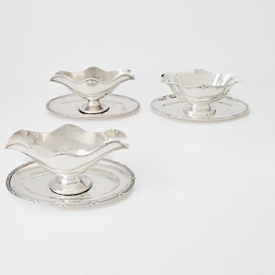 Lot 151 - Three French Silver Sauceboats on Stands
