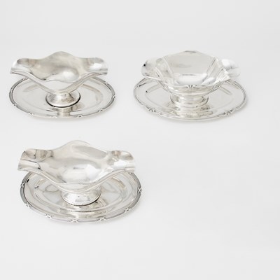 Lot 151 - Three French Silver Sauceboats on Stands