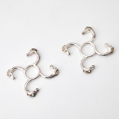 Lot 42 - Cased Pair of Hermès Silver Plated Bottle Coasters