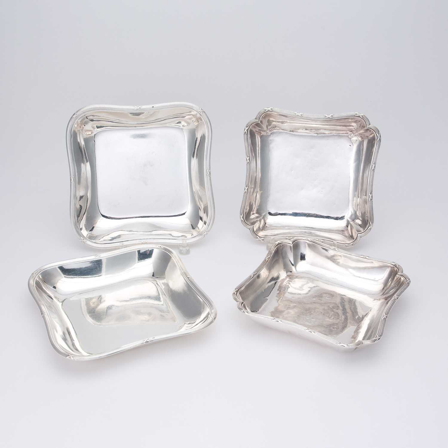 Lot 143 - Two Pairs of French Silver Square Open Vegetable Dishes