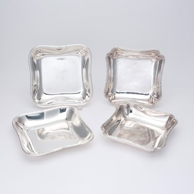 Lot 143 - Two Pairs of French Silver Square Open Vegetable Dishes