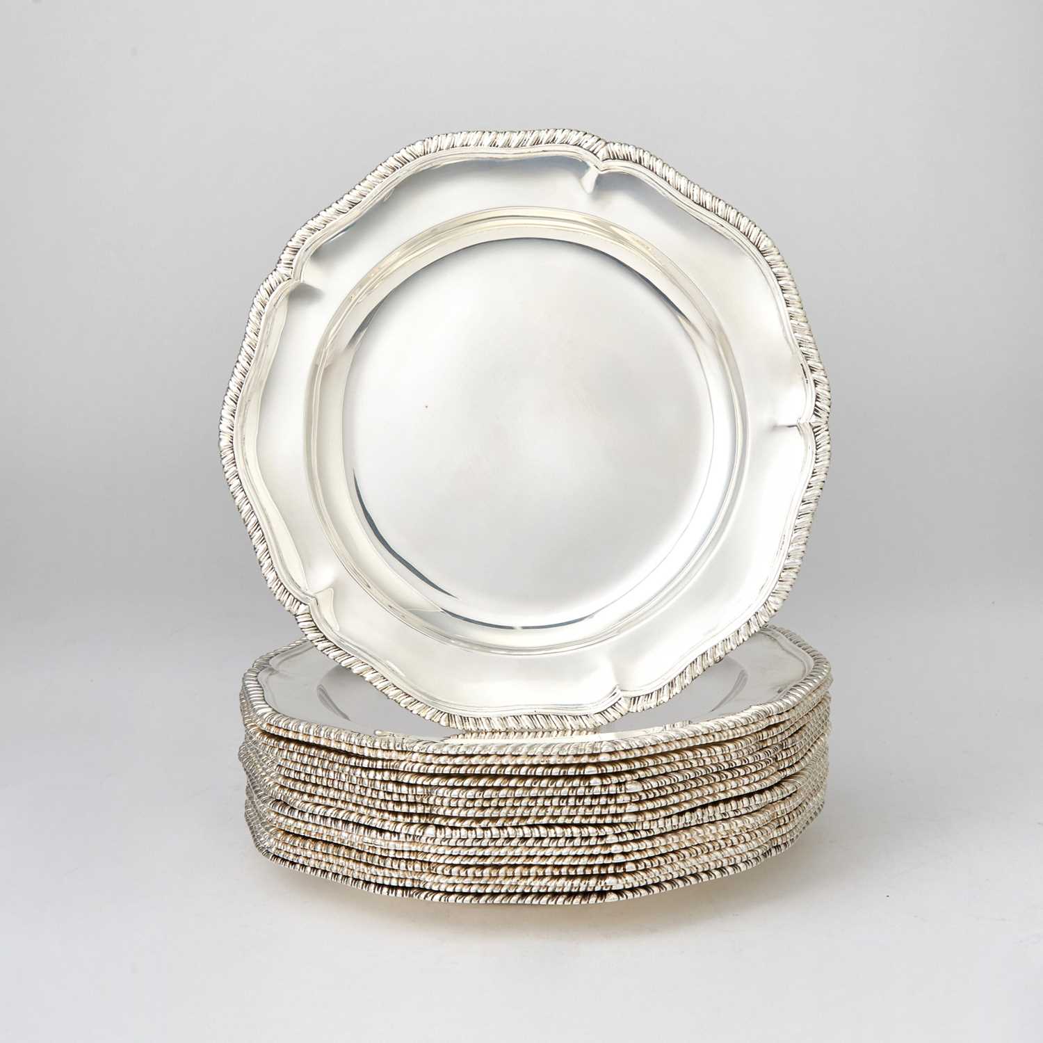 Lot 122 - Set of Seventeen Edward VII Sterling Silver Dinner Plates