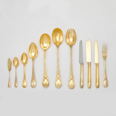 Lot 149 - Assembled French Silver Gilt Flatware Service