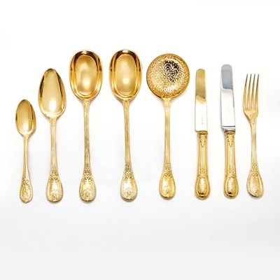 Lot 140 - Assembled French Silver Gilt Flatware Service