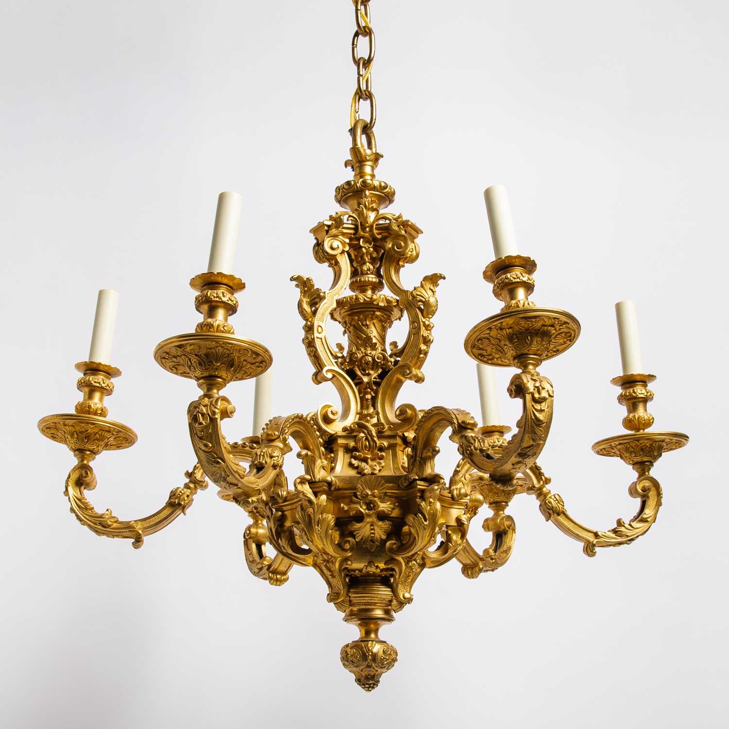 Lot 311 - Régence Style Gilt-Bronze Six-Light Chandelier