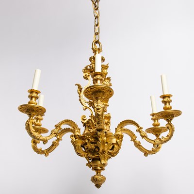 Lot 311 - Régence Style Gilt-Bronze Six-Light Chandelier