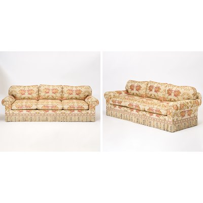Lot 241 - Pair of Upholstered Fringed Sofas