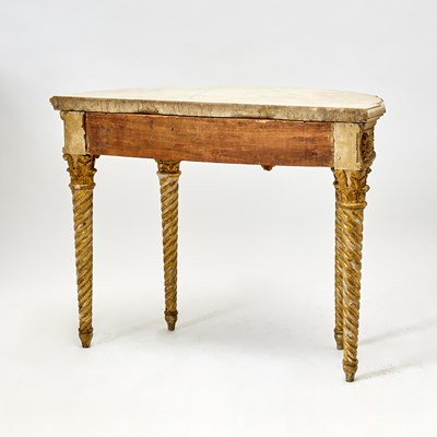 Lot 304 - Pair of Louis XVI Painted and Parcel-Gilt Console Tables