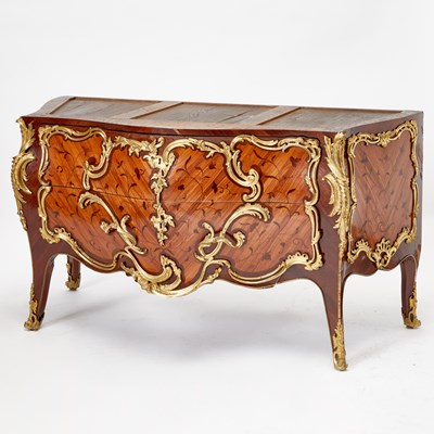 Lot 314 - Louis XV Ormolu-Mounted Tulipwood, Kingwood, Amaranth and Bois de Bout Marquetry Commode