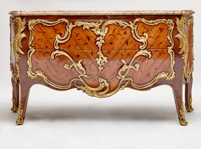 Lot 314 - Louis XV Ormolu-Mounted Tulipwood, Kingwood, Amaranth and Bois de Bout Marquetry Commode