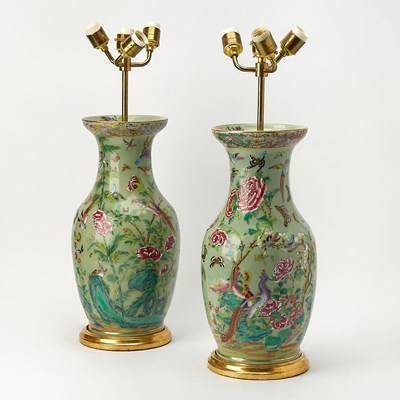 Lot 310 - Pair of Chinese Famille Rose Porcelain Vases