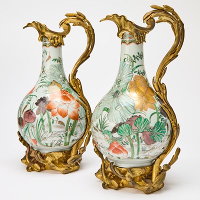 Lot Pair of Louis XV Style Gilt-Bronze Mounted Chinese Famille Verte Porcelain Vases