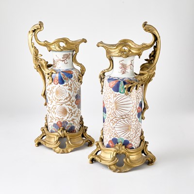Lot 315 - Pair of Louis XV Gilt-Bronze Mounted Chinese Imari Porcelain Vases