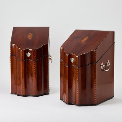 Lot 560 - Pair of George III Satinwood Inlaid Mahogany Knife Boxes
