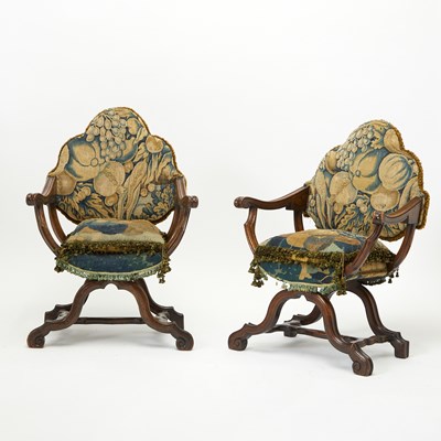 Lot 442 - Pair of Louis XIV Carved Walnut Armchairs