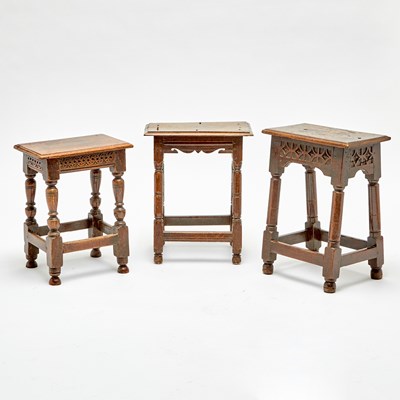 Lot 539 - Group of Three Jacobean Oak Joint Stools